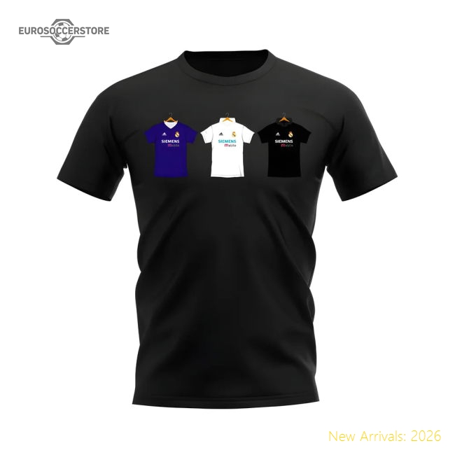 Real Madrid 2002-2003 Retro Shirt T-shirt (Black) (BECKHAM 23)-Football Jersey Hub