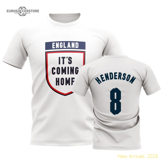 England Its Coming Home T-Shirt (Henderson 8) - White-Football Jersey Hub