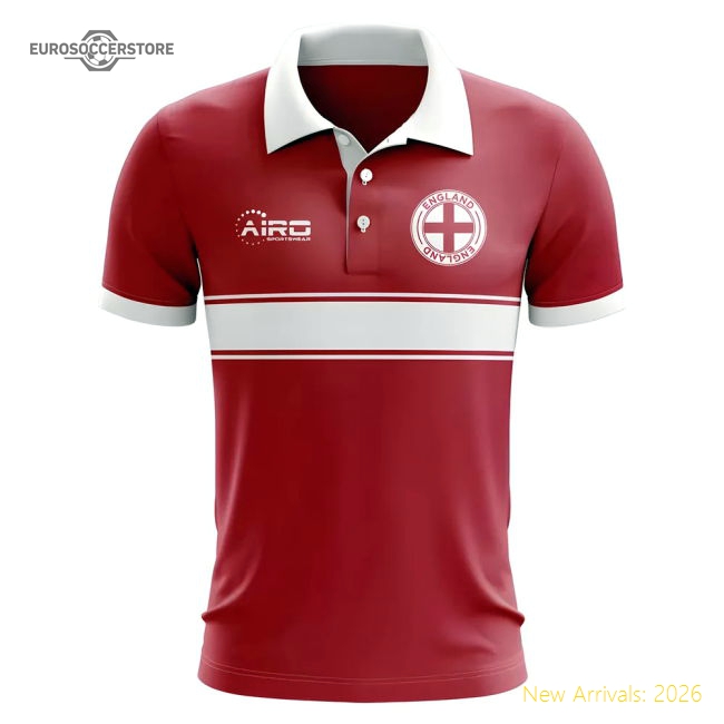 England Concept Stripe Polo Shirt (Red)-Football Jersey Hub