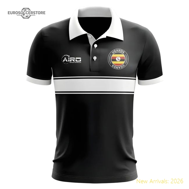Uganda Concept Stripe Polo Shirt (Black)-Football Jersey Hub