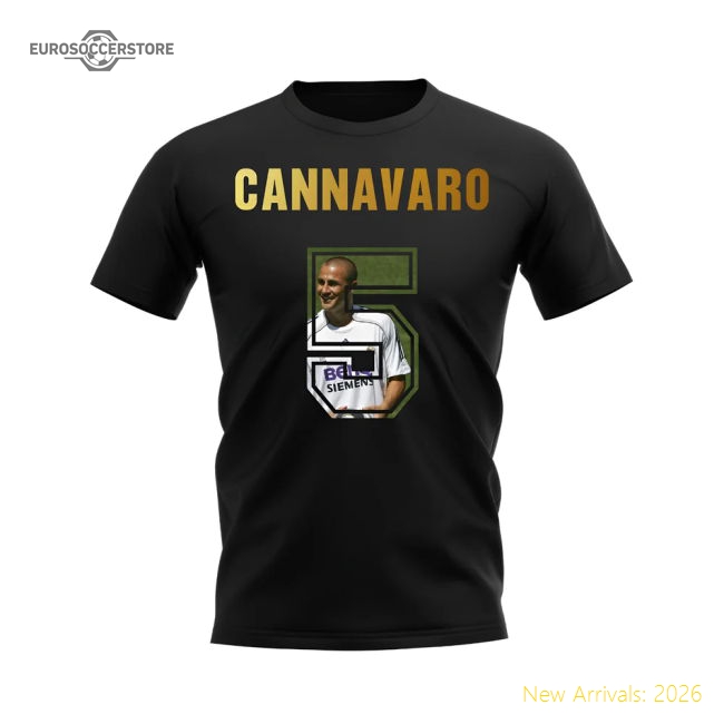 Fabio Cannavaro Name And Number Real Madrid T-Shirt (Black)-Football Jersey Hub