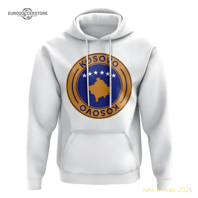 Kosovo Football Badge Hoodie (White)-Football Jersey Hub