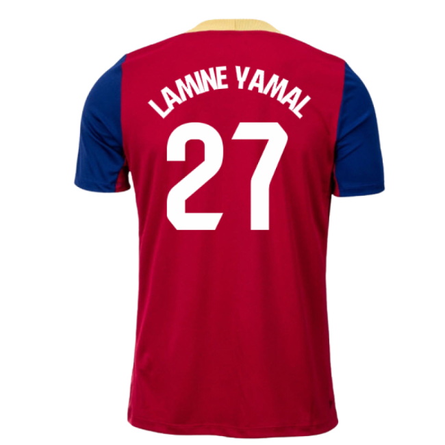 2023-2024 Barcelona Strike Training Shirt (Red) (Lamine Yamal 27)-Football Jersey Hub