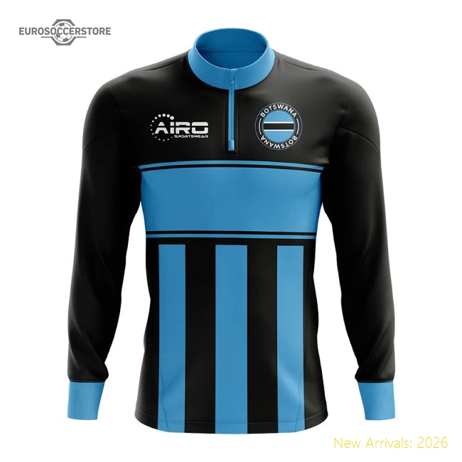 Botswana Concept Football Half Zip Midlayer Top (Black-Blue)-Football Jersey Hub