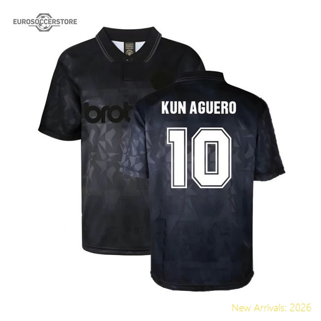 Man City 1990 Blackout Retro Shirt (KUN AGUERO 10)-Football Jersey Hub