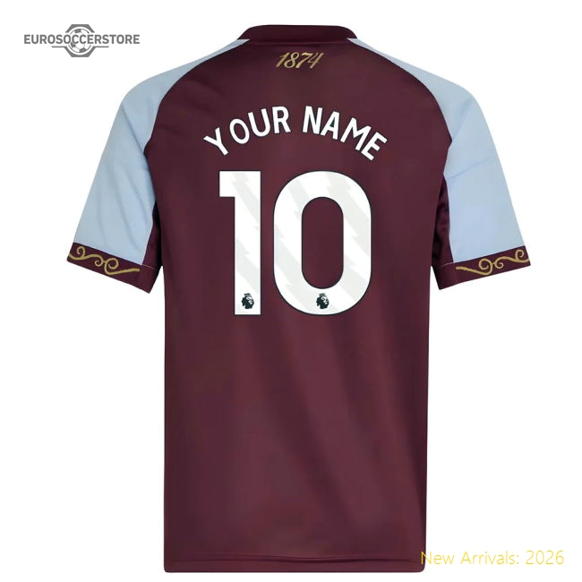 2025-2026 Aston Villa Home Shirt (Kids) (Your Name)-Football Jersey Hub