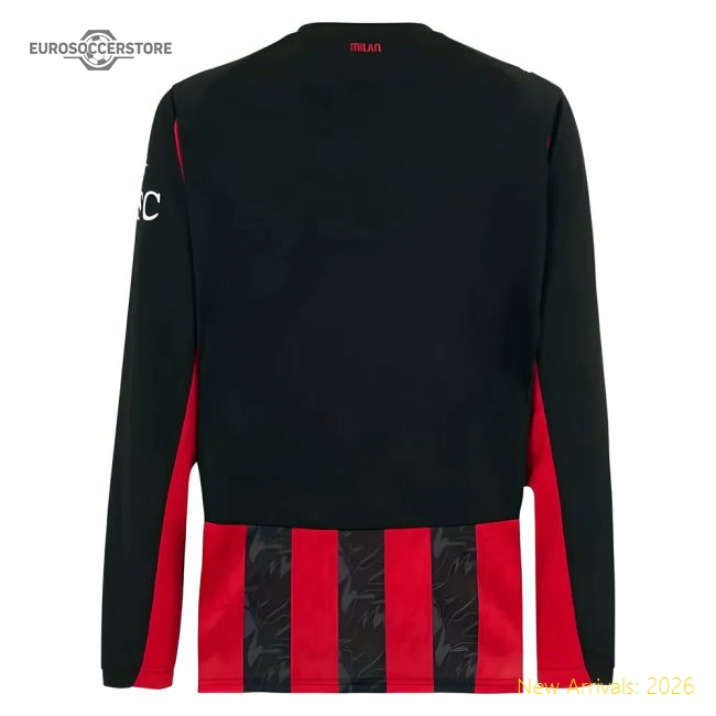 2025-2026 AC Milan Long Sleeve Home Shirt-Football Jersey Hub