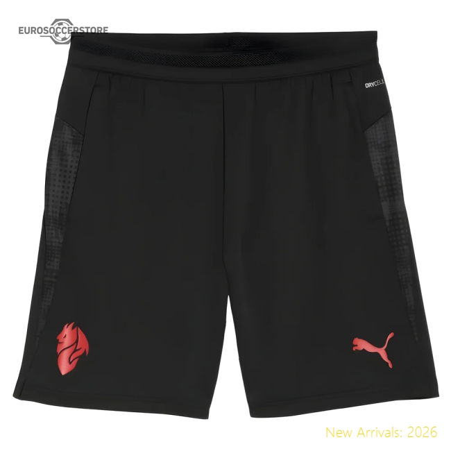 2025-2026 AC Milan Training Shorts w/pockets (Black)-Football Jersey Hub