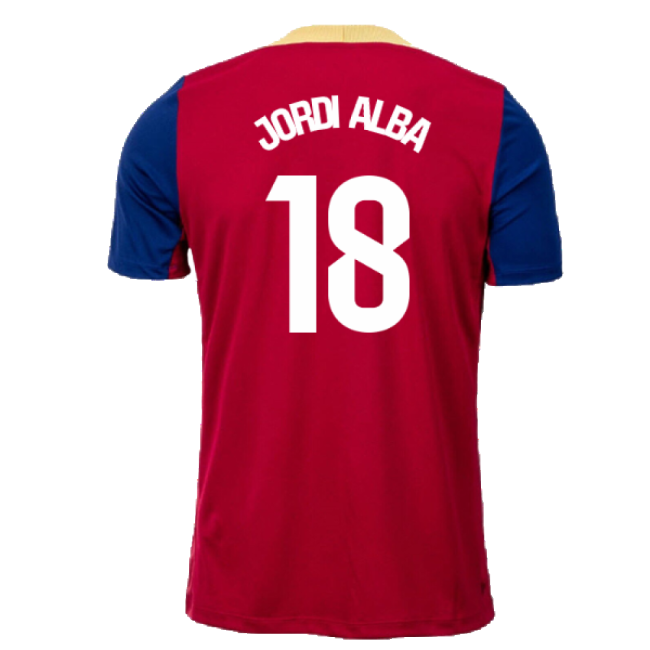 2023-2024 Barcelona Strike Training Shirt (Red) (Jordi Alba 18)-Football Jersey Hub