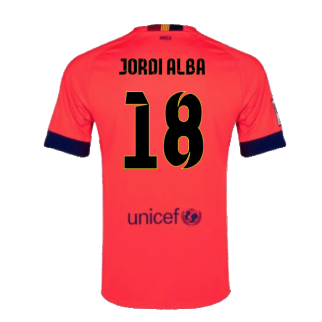 Barcelona 2014-15 Away Shirt ((Excellent) L) (Jordi Alba 18)-Football Jersey Hub