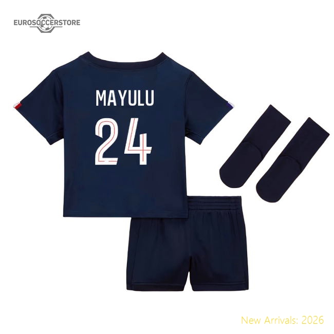 2025-2026 PSG Home Baby Kit (Mayulu 24)-Football Jersey Hub
