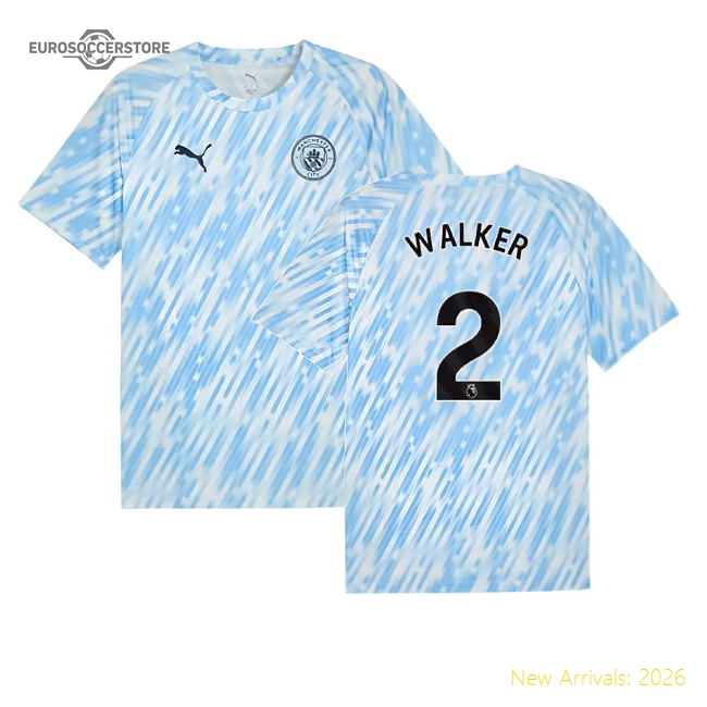 2025-2026 Man City Warm Up Jersey (Silver Sky) (Walker 2)-Football Jersey Hub