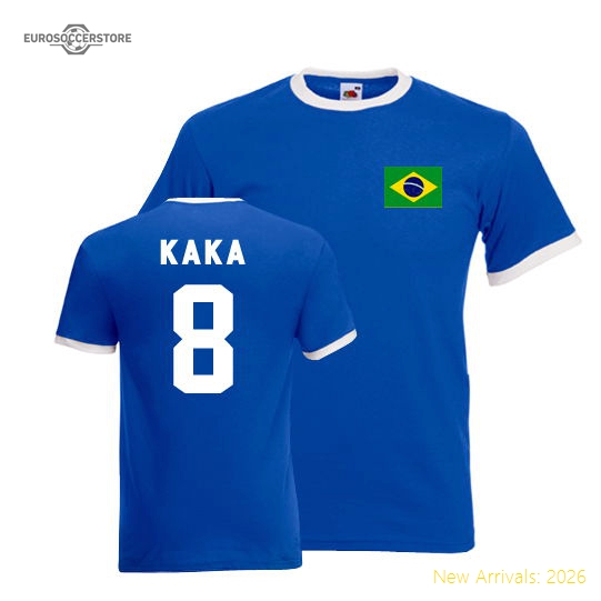 Kaka Brazil Ringer Tee (blue)-Football Jersey Hub