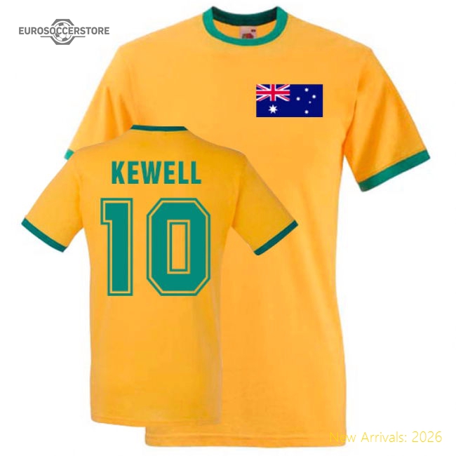 Harry Kewell Australia Ringer Tee (yellow)-Football Jersey Hub
