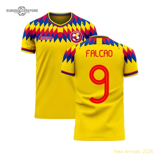 Colombia 2025-2026 Home Concept Football Kit (Libero) (FALCAO 9)-Football Jersey Hub