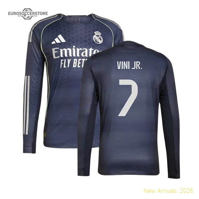 2025-2026 Real Madrid Long Sleeve Away Shirt (Vini Jr. 7)-Football Jersey Hub