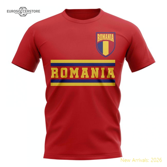 Romania Core Football Country T-Shirt (Red)-Football Jersey Hub