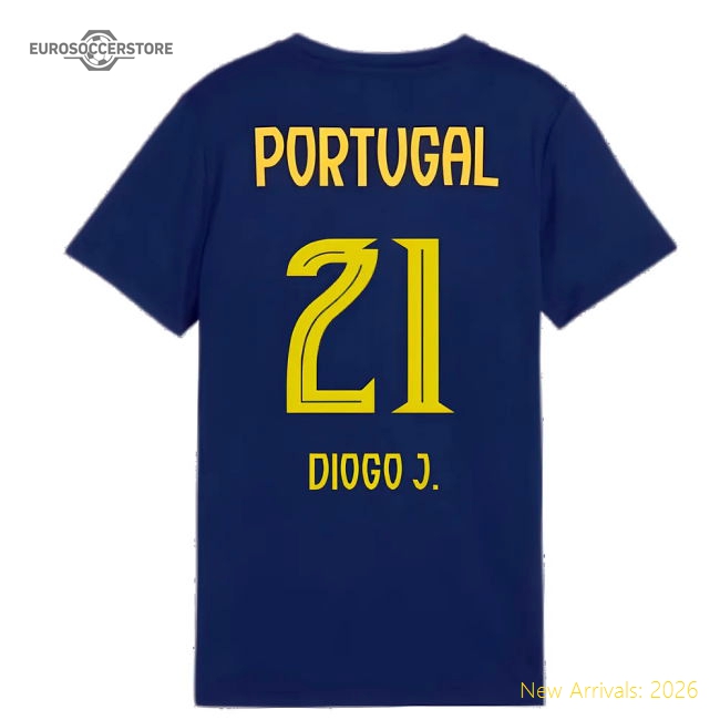 2025-2026 Portugal Casuals Tee (Persian Blue) - Kids (Diogo J. 21)-Football Jersey Hub