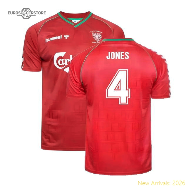 Wimbledon 1988-1989 Away Shirt Jones 4 Fan Training Essential Red Adults-Football Jersey Hub