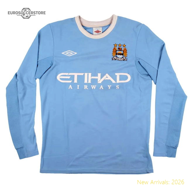 Manchester City 2009-10 L/S Home Shirt Tevez #32 (S) (Very Good)-Football Jersey Hub