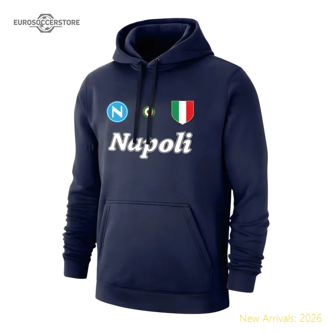 Napoli \'Vintage 86/87\' footer with hood - Dark blue-Football Jersey Hub