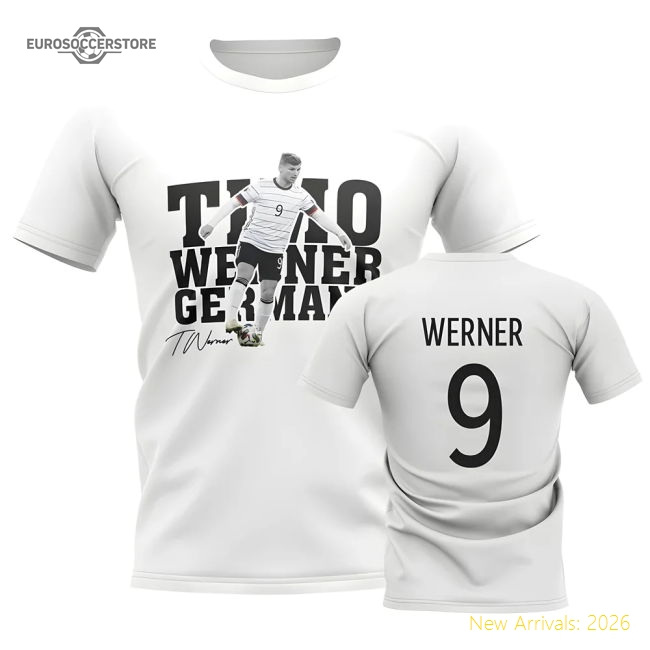 Timo Werner Germany Player Tee (White)-Football Jersey Hub