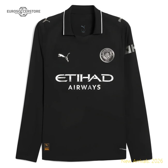 2025-2026 Man City Authentic Long Sleeve Away Shirt-Football Jersey Hub
