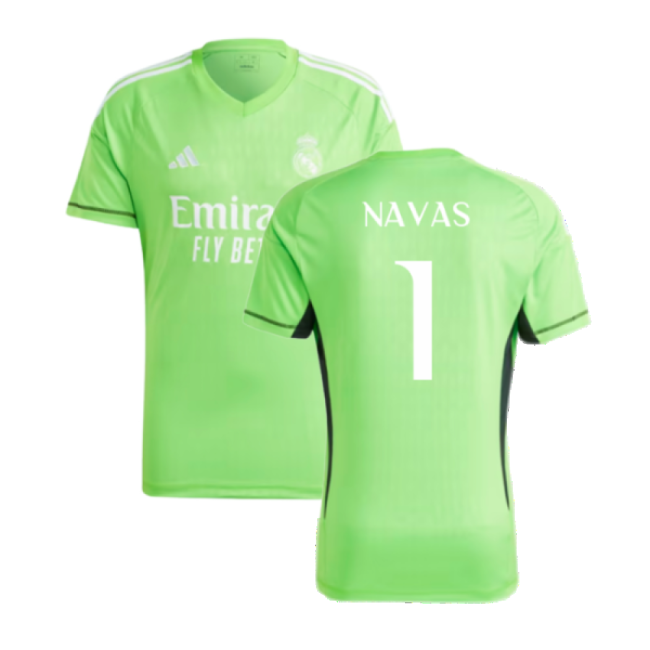 2023-2024 Real Madrid Home Goalkeeper Shirt (Solar Green) (NAVAS 1)-Football Jersey Hub