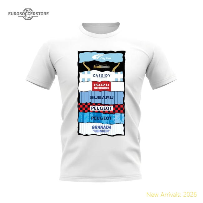 Coventry Shirt Sponsor History T-shirt (White)-Football Jersey Hub