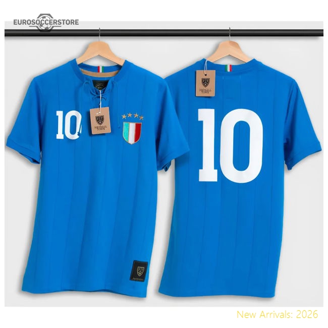 Italy Retro Shirt with Laces Gli Azzurri-Football Jersey Hub