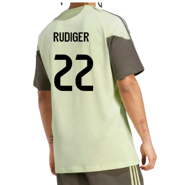 2025-2026 Real Madrid Training Tee (Almost Lime) (Rudiger 22)-Football Jersey Hub