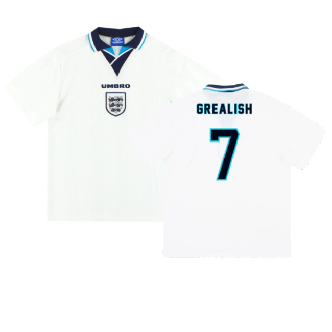England 1995-97 Home Shirt (XL) (Grealish 7) (Excellent)-Football Jersey Hub