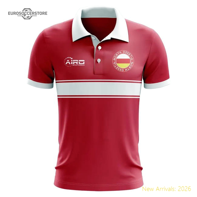 North Ossetia Concept Stripe Polo Shirt (Red)-Football Jersey Hub
