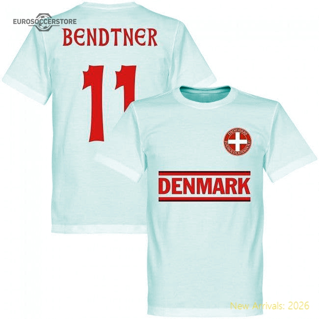 Denmark Bendtner 11 Team T-Shirt - White-Football Jersey Hub