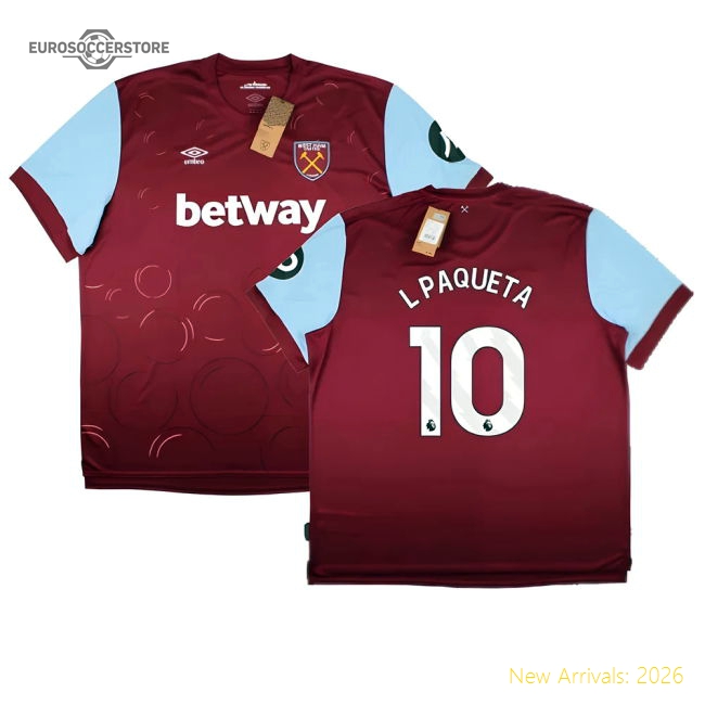2023-2024 West Ham United Home Shirt (L PAQUETA 10)-Football Jersey Hub