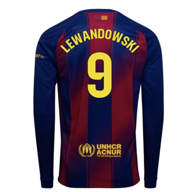 2025-2026 Barcelona Home Long Sleeve Shirt (Lewandowski 9)-Football Jersey Hub