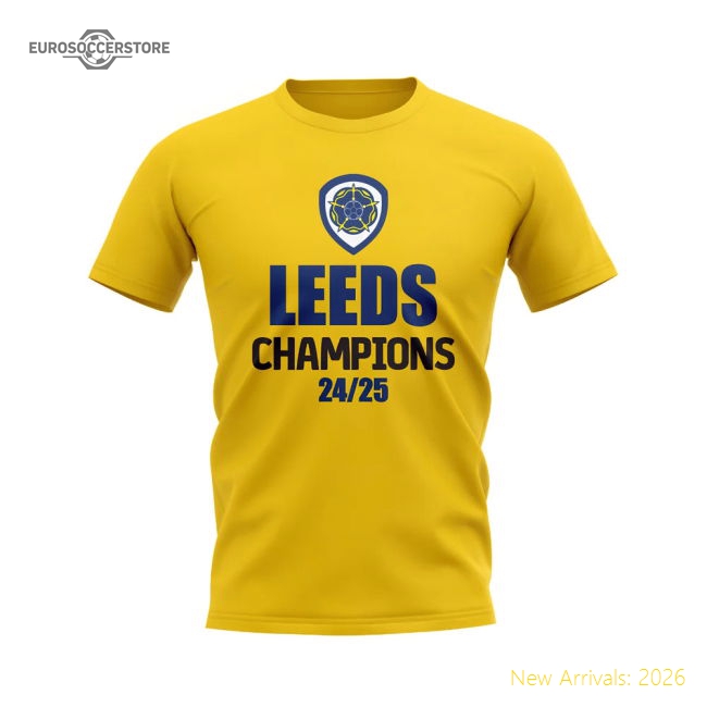 Leeds United 2024-25 Champions T-Shirt (Yellow)-Football Jersey Hub