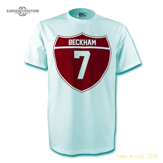 David Beckham England Crest Tee (white)-Football Jersey Hub