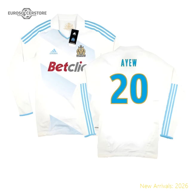 Marseille 2011-12 Player Spec Long Sleeve Home Shirt ((Excellent) L) (Ayew 20)-Football Jersey Hub