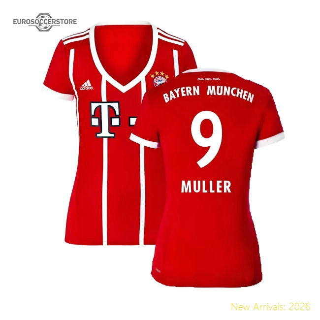 Bayern Munich 2017-18 Womens Home Shirt (XL) ((Excellent) XL) (Muller 9)-Football Jersey Hub