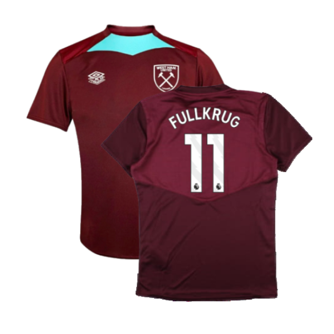 2024-2025 West Ham Training Jersey (Wine) - Kids (Fullkrug 11)-Football Jersey Hub