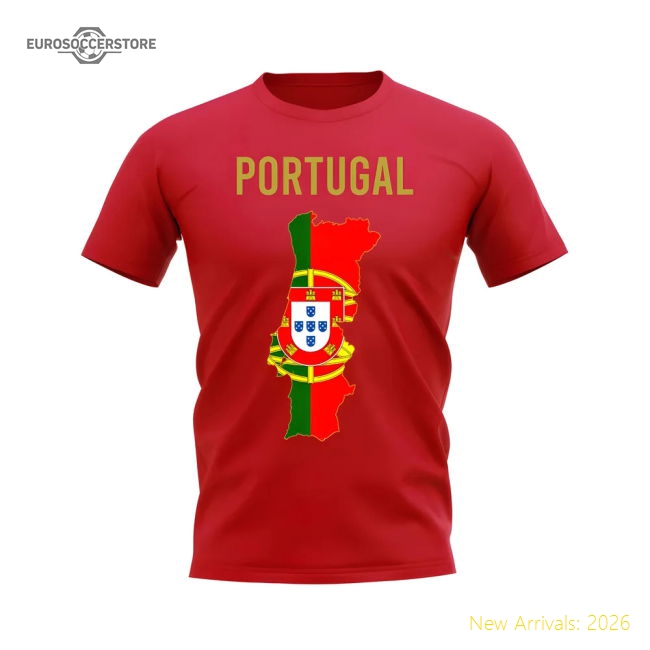 Portugal Map T-shirt (Red)-Football Jersey Hub