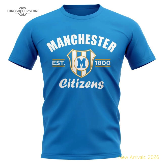 Man City Established Football T-Shirt (Sky)-Football Jersey Hub