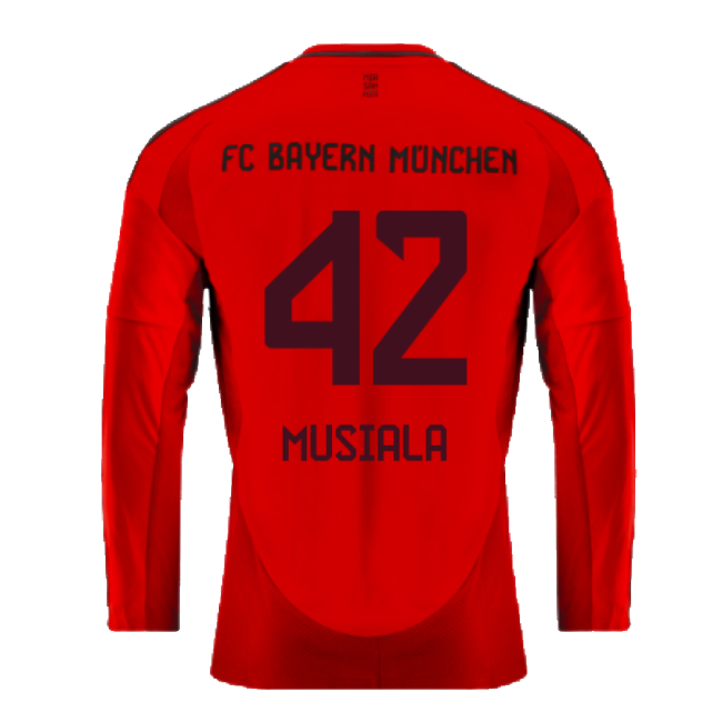 2024-2025 Bayern Munich Long Sleeve Home Shirt (Musiala 42)-Football Jersey Hub
