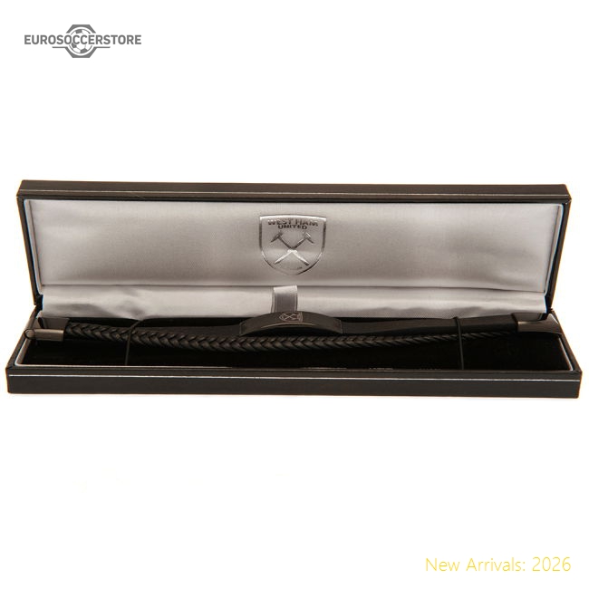 West Ham United FC Black IP Leather Bracelet-Football Jersey Hub