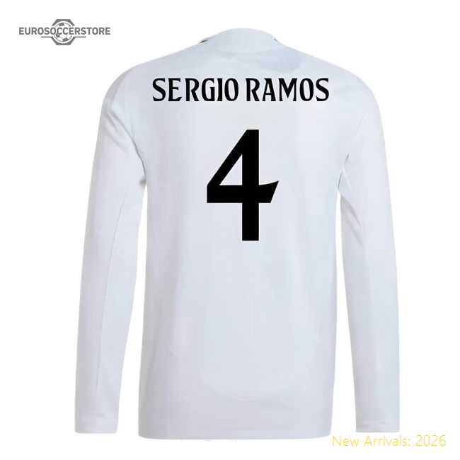 2024-2025 Real Madrid Authentic Long Sleeve Home Shirt (Sergio Ramos 4)-Football Jersey Hub