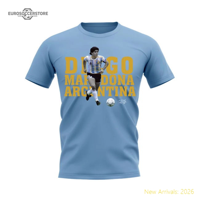 Diego Maradona Argentina Player Tee (Sky Blue)-Football Jersey Hub