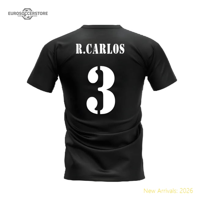 Real Madrid 2002-2003 Retro Shirt T-shirt (Black) (R.CARLOS 3)-Football Jersey Hub