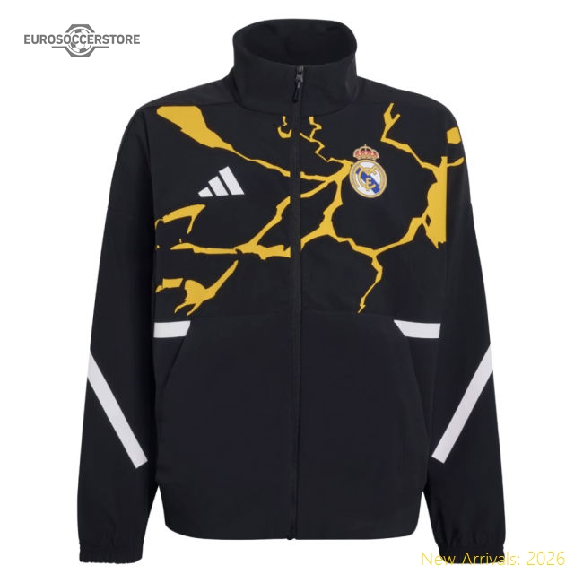 2025-2026 Real Madrid Anthem Jacket (Black) - Kids-Football Jersey Hub