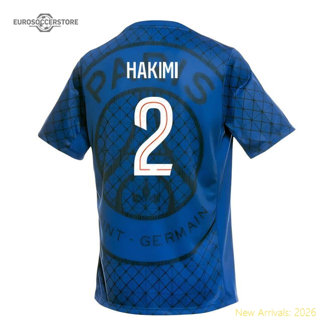 2025-2026 PSG Academy Pro Home Pre Match Shirt (Royal) (Hakimi 2)-Football Jersey Hub